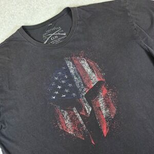 Grunt Style Spartan Helmet Graphic‎ Shirt Men's XXL Black American Flag Military